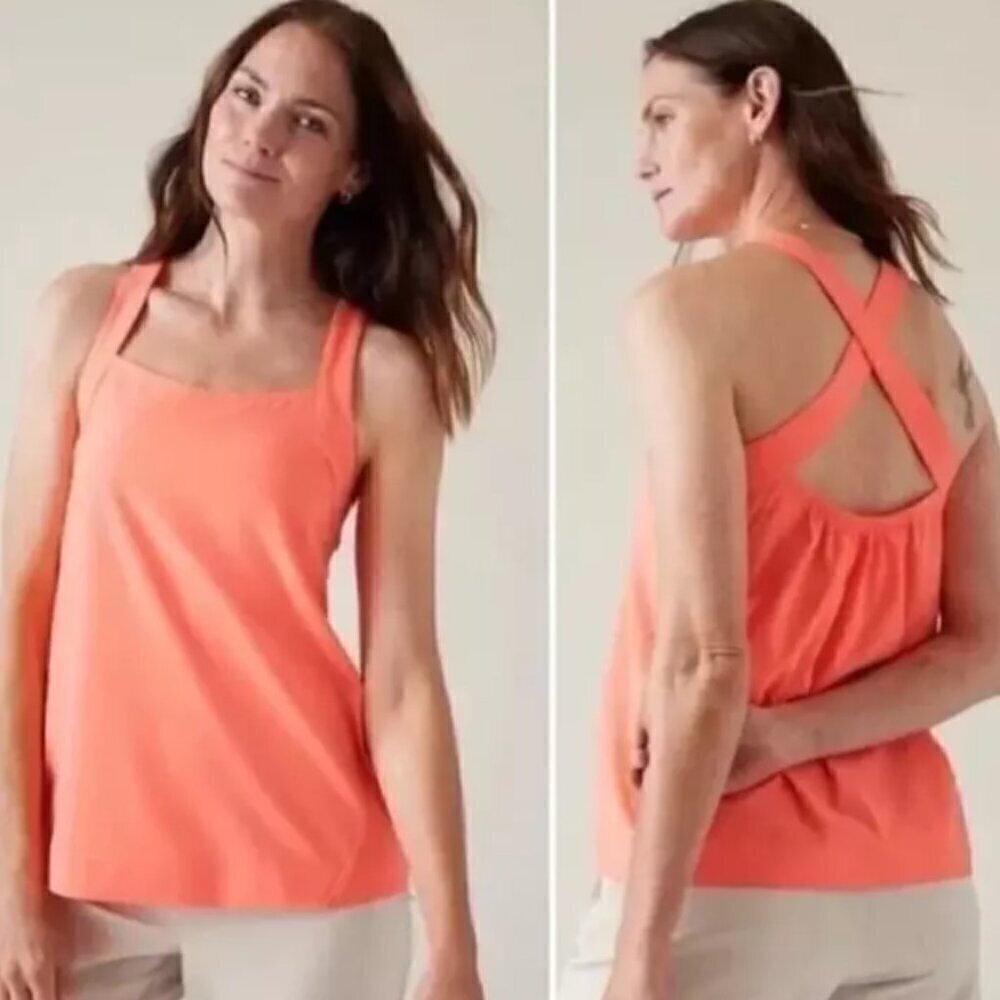 ATHLETA Arrival Tank Camisole Arrival Sunset Glow Coral Packable #588020 RT$75
